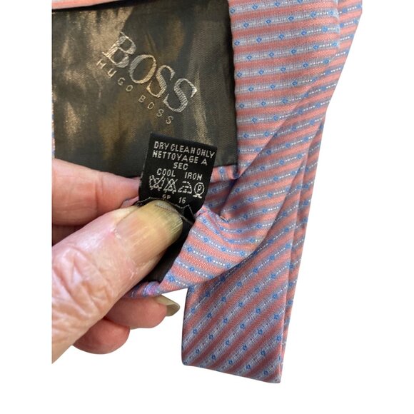 Hugo Boss & Pal Zileri Mens Silk Ties-Brown/Beige, Lavender Striped Made N Italy - Picture 8 of 9